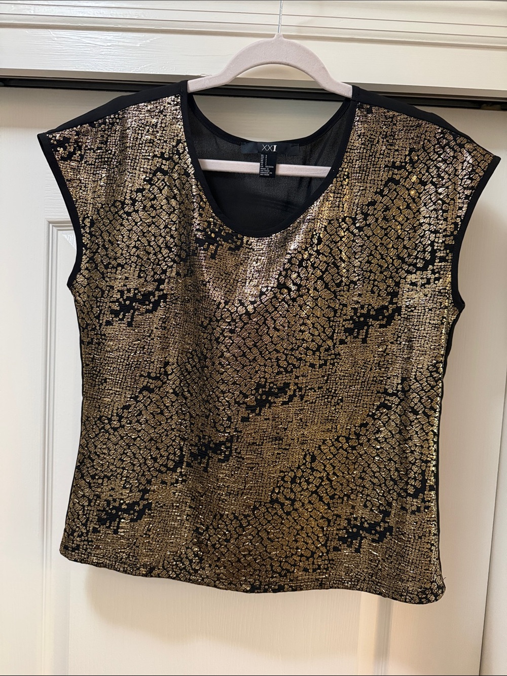 Express Gold Sequin Cap-Sleeve Tank Top